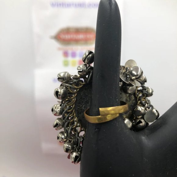 Ethnic Afghan Silver Kuchi Bells Ring, Afghan Statement Massive Ring - Picture 4 of 4